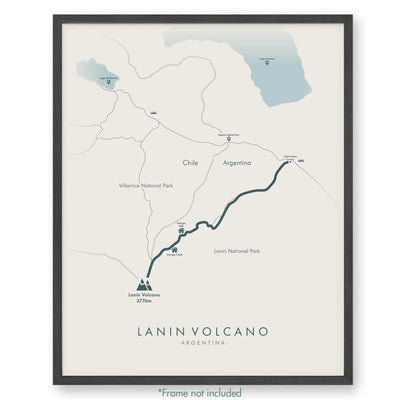 Trail Poster of Lanin Volcano Hike - Beige