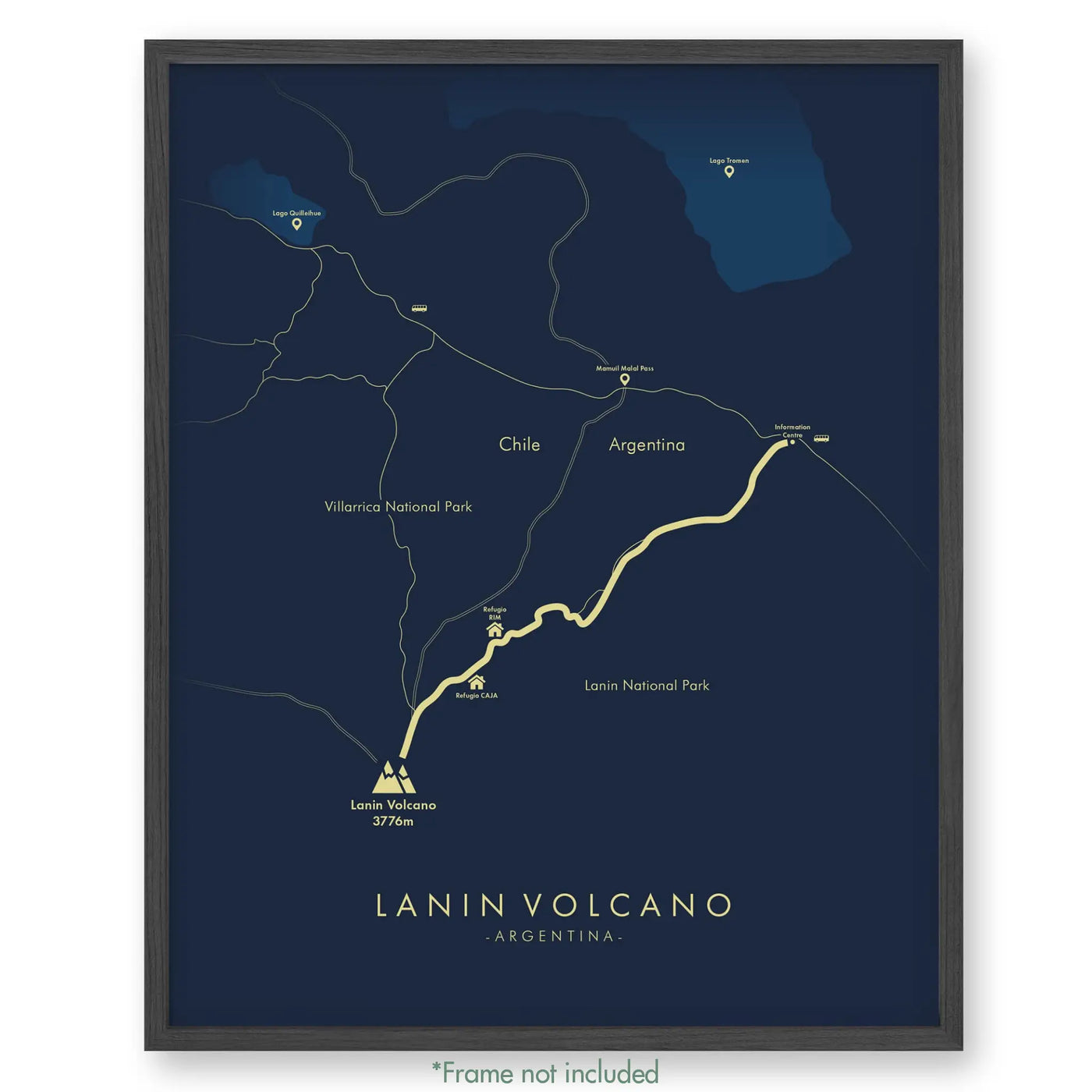 Trail Poster of Lanin Volcano Hike - Blue