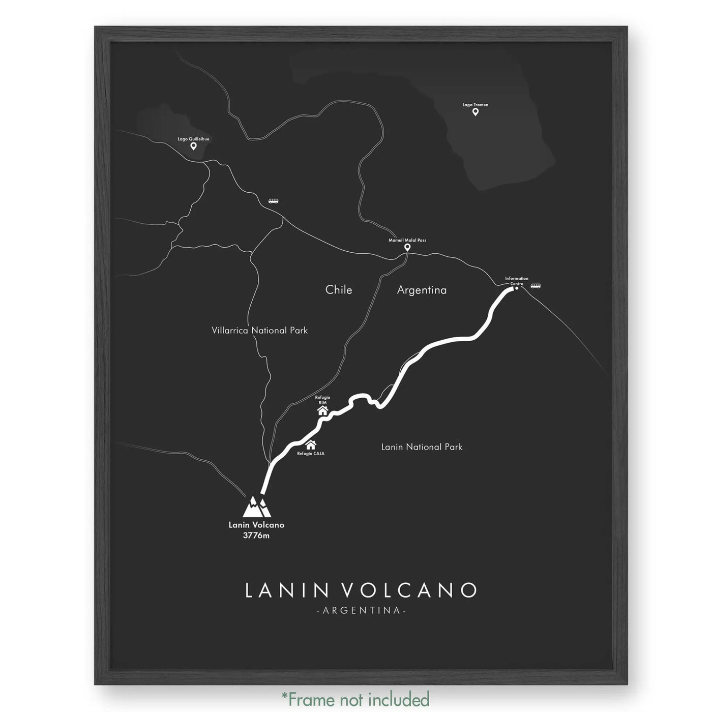 Trail Poster of Lanin Volcano Hike - Grey
