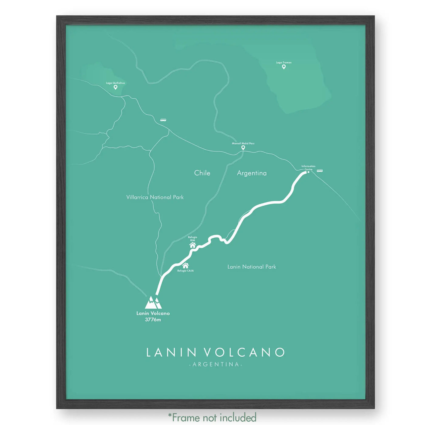 Trail Poster of Lanin Volcano Hike - Teal