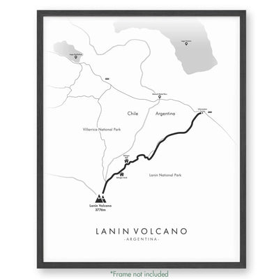 Trail Poster of Lanin Volcano Hike - White