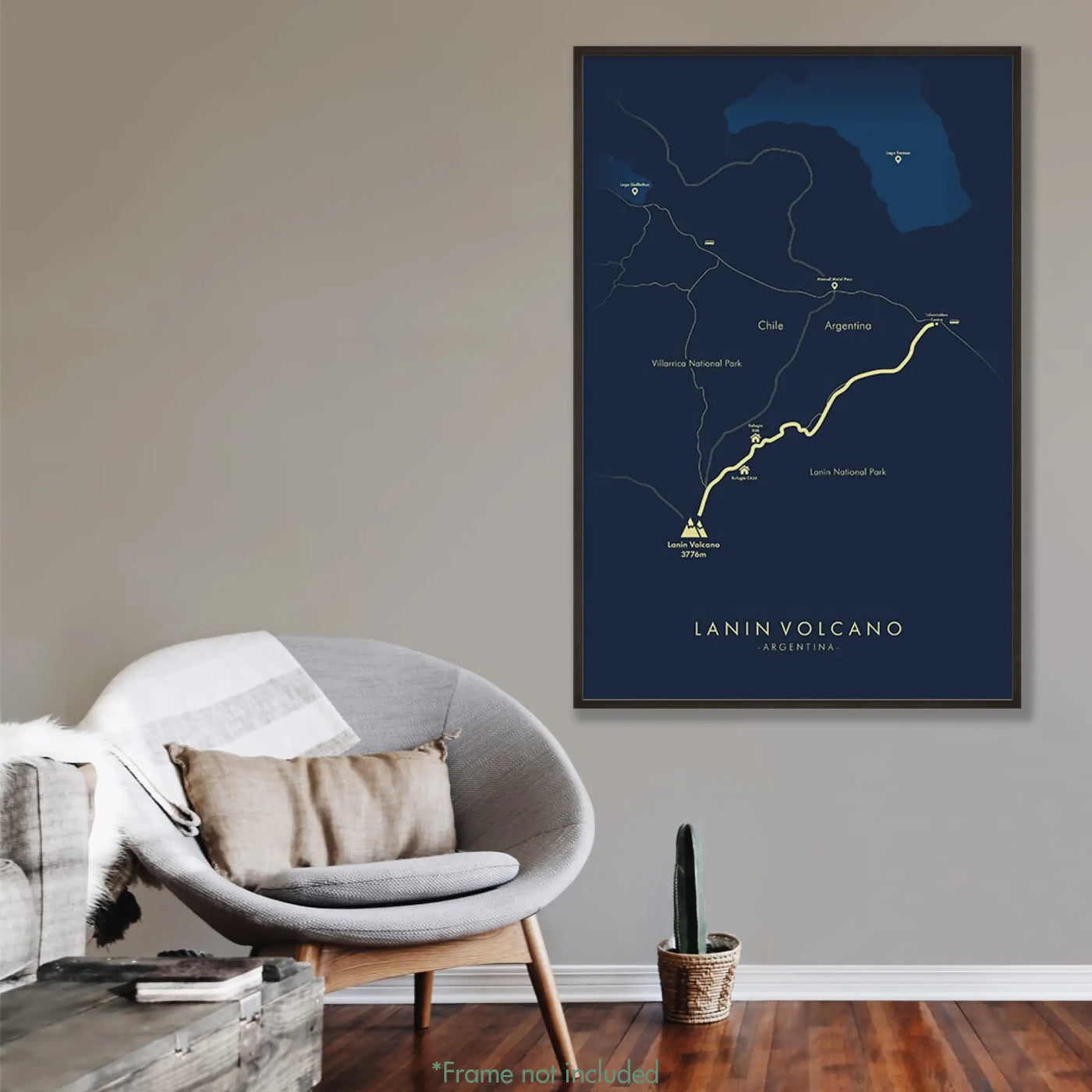 Trail Poster of Lanin Volcano Hike - Blue Mockup