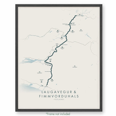 Trail Poster of Laugavegur & Fimmvorduhals Trek - Beige