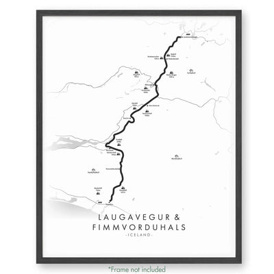 Trail Poster of Laugavegur & Fimmvorduhals Trek - White