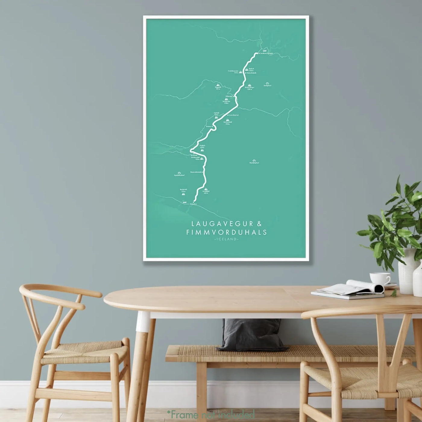 Trail Poster of Laugavegur & Fimmvorduhals Trek - Teal Mockup