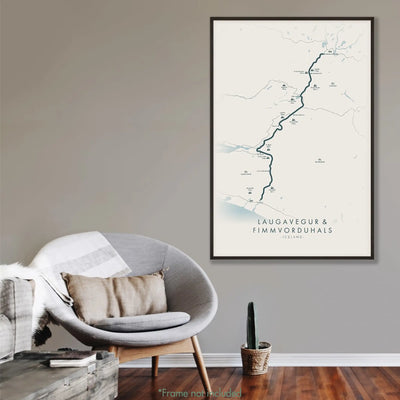 Trail Poster of Laugavegur & Fimmvorduhals Trek - Beige Mockup