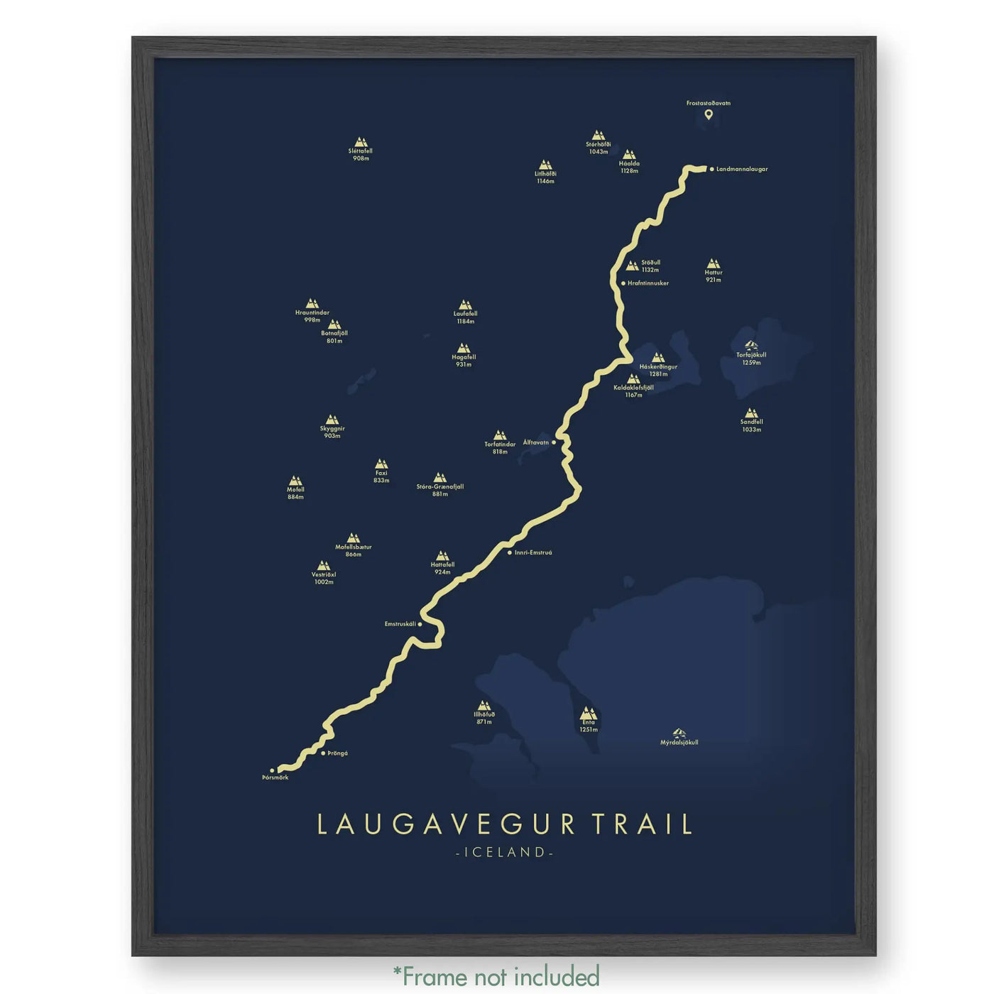 Trail Poster of Laugavegur Trail - Blue