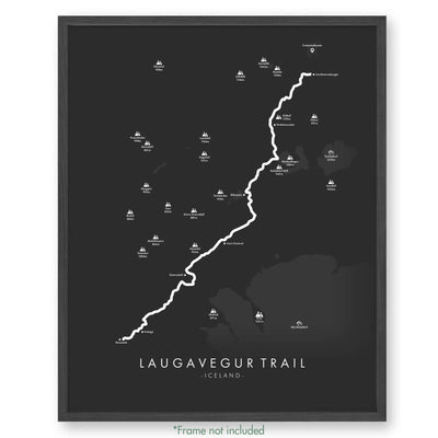 Trail Poster of Laugavegur Trail - Grey