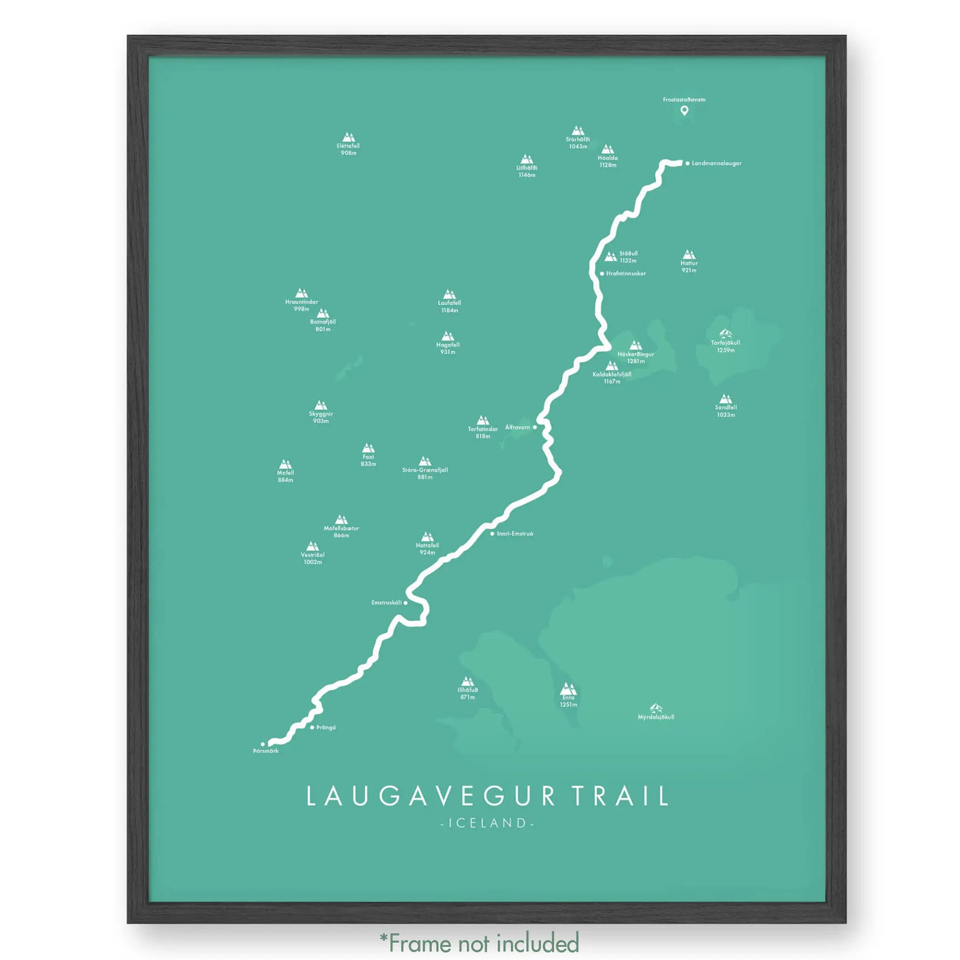 Trail Poster of Laugavegur Trail - Teal