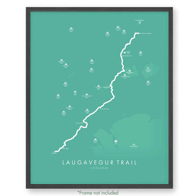 Trail Poster of Laugavegur Trail - Teal