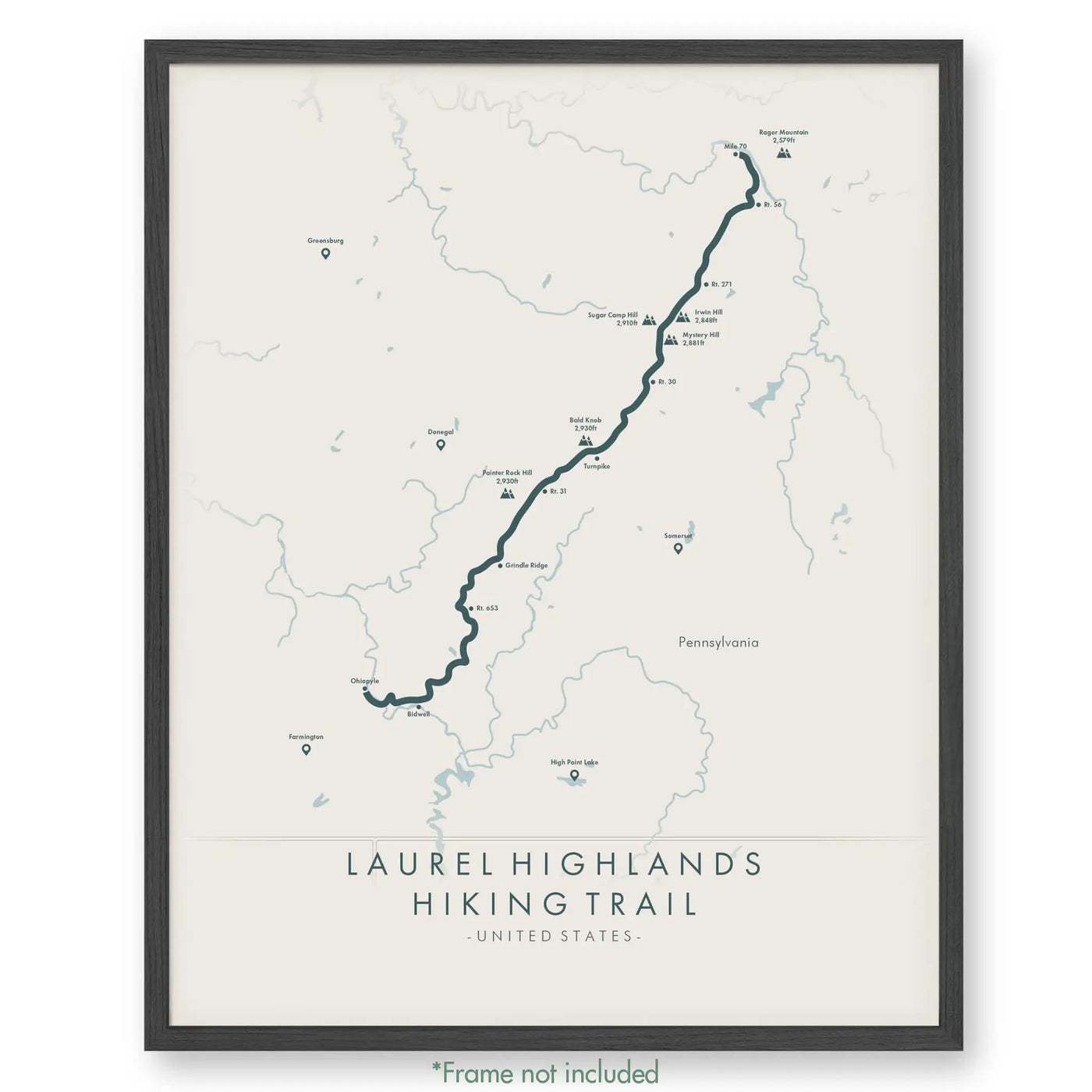 Trail Poster of Laurel Highlands Hiking Trail - Beige
