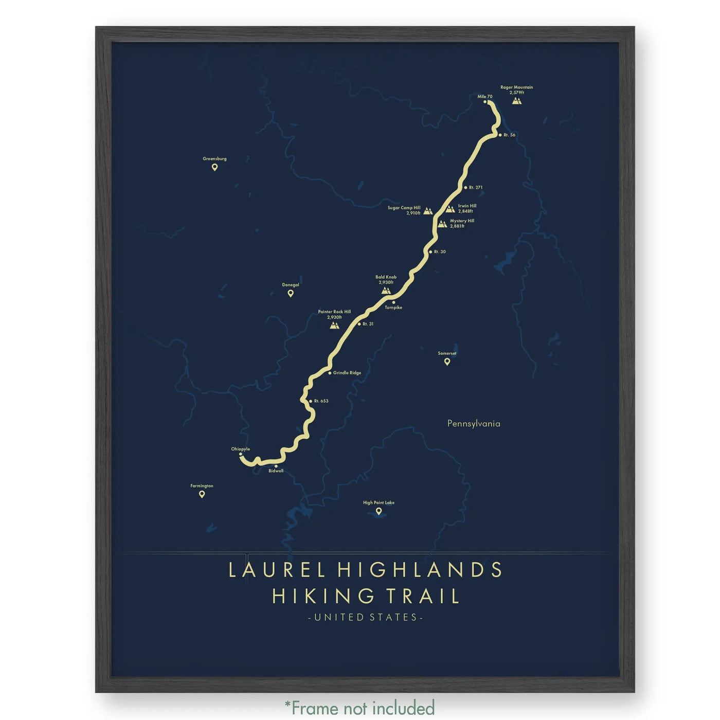 Trail Poster of Laurel Highlands Hiking Trail - Blue