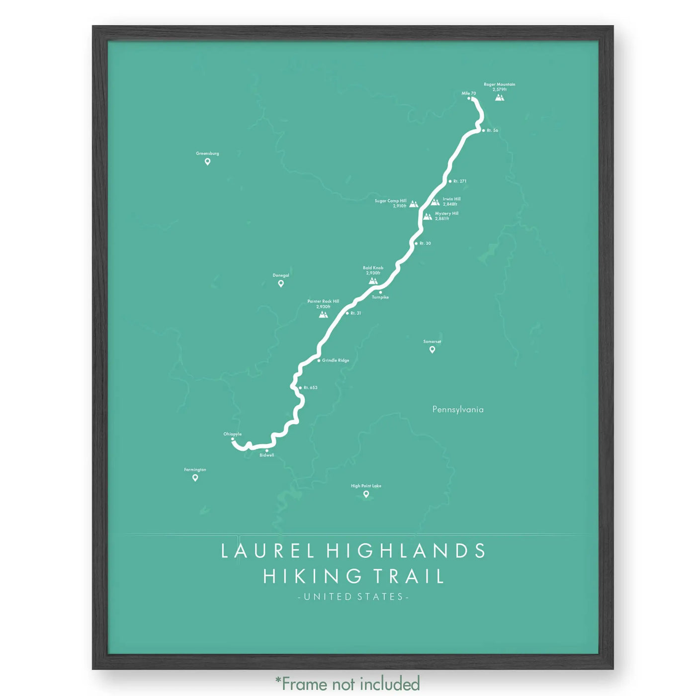 Trail Poster of Laurel Highlands Hiking Trail - Teal