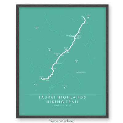 Trail Poster of Laurel Highlands Hiking Trail - Teal