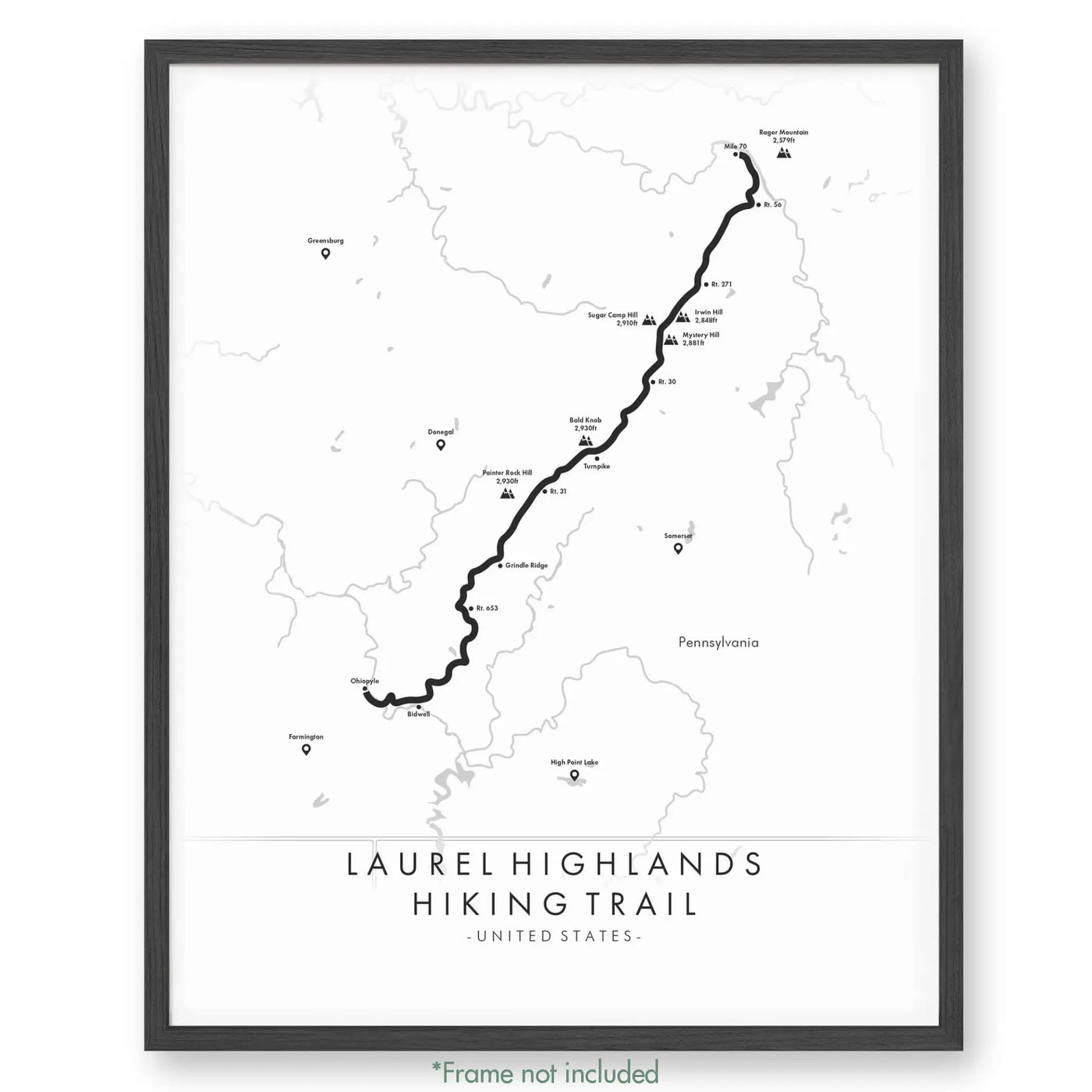 Trail Poster of Laurel Highlands Hiking Trail - White