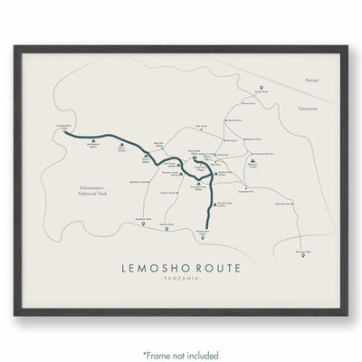 Trail Poster of Lemosho Route - Beige
