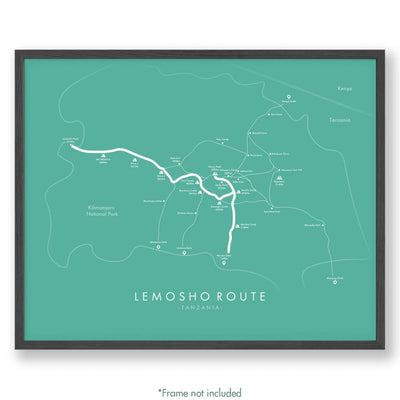 Trail Poster of Lemosho Route - Teal