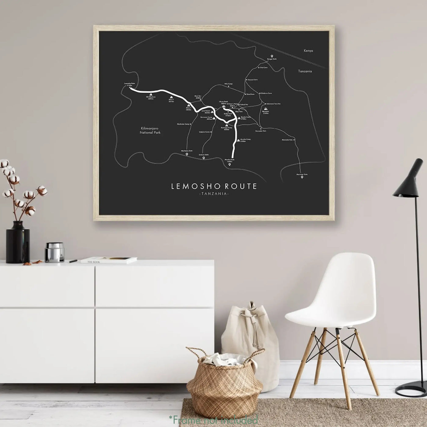 Trail Poster of Lemosho Route - Grey Mockup