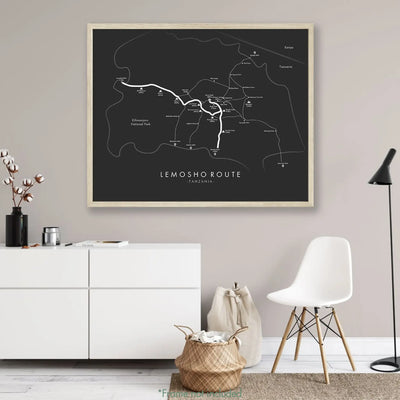 Trail Poster of Lemosho Route - Grey Mockup