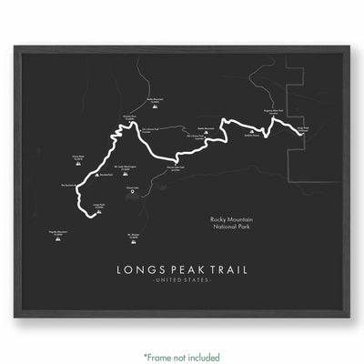 Trail Poster of Longs Peak Trail - Grey