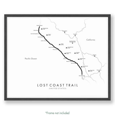 Trail Poster of Lost Coast Trail - White
