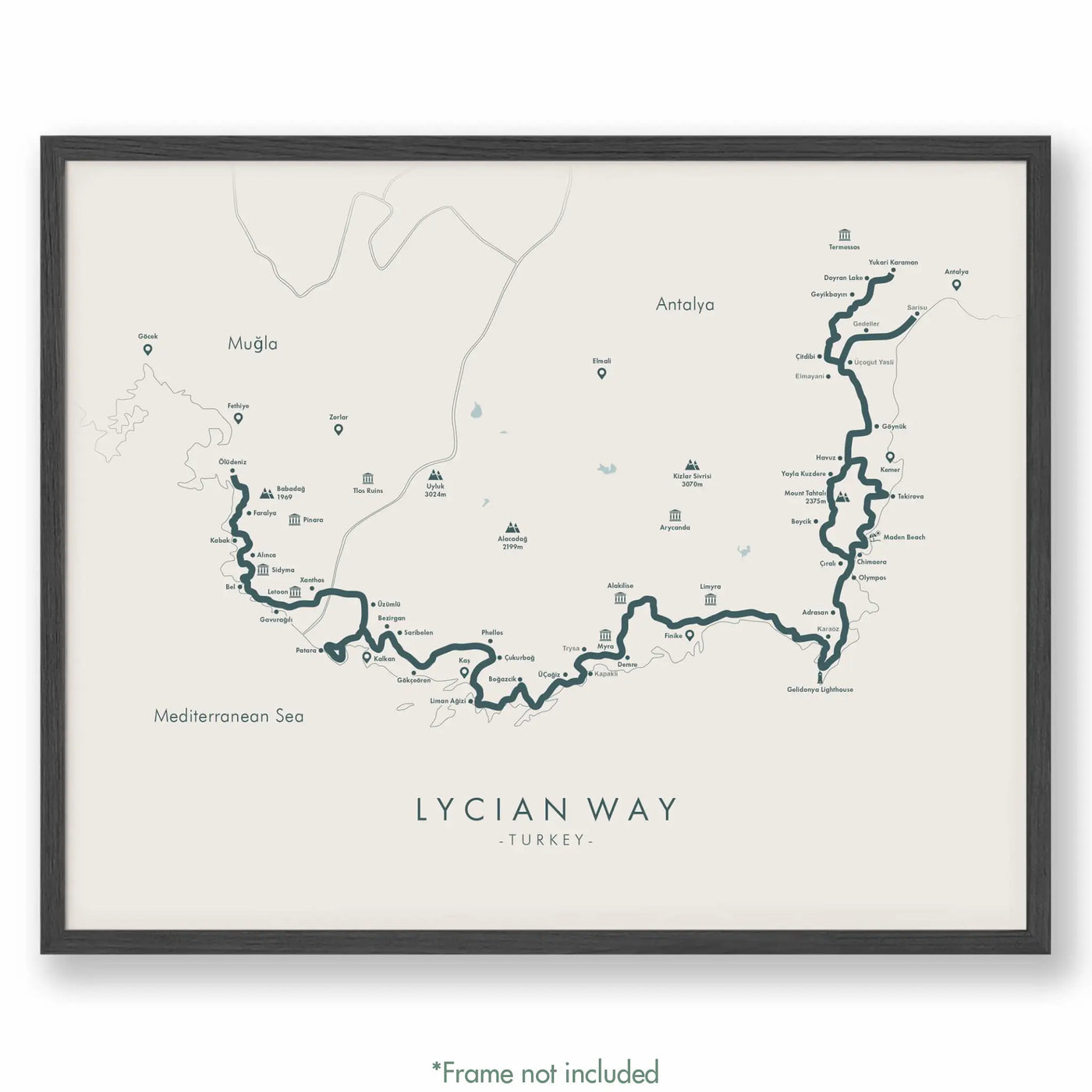 Trail Poster of Lycian Way - Beige
