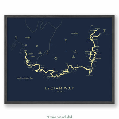 Trail Poster of Lycian Way - Blue