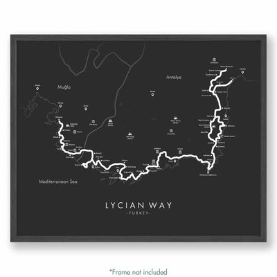 Trail Poster of Lycian Way - Grey