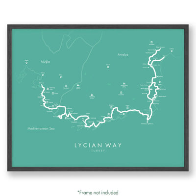 Trail Poster of Lycian Way - Teal