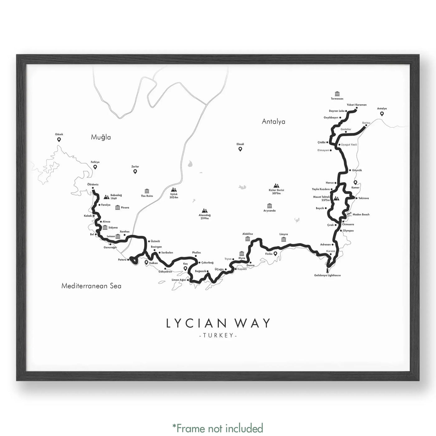 Trail Poster of Lycian Way - White