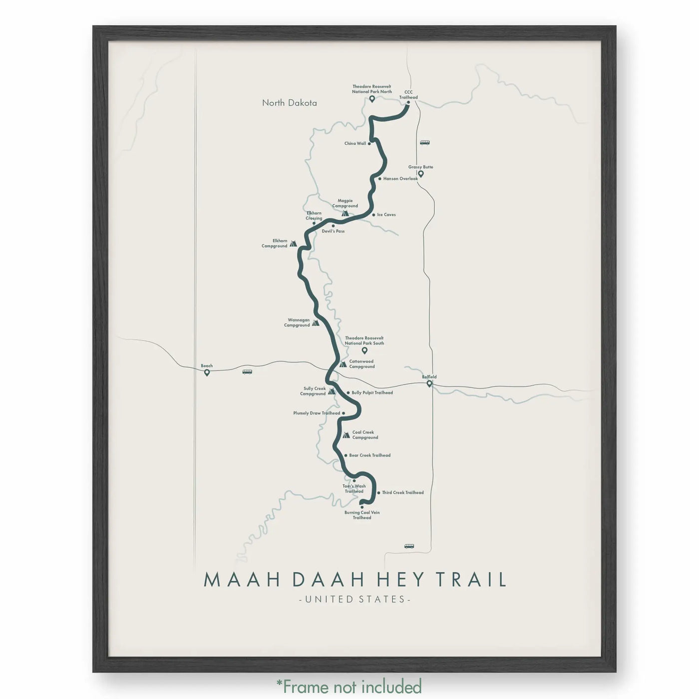 Trail Poster of Maah Daah Hey Trail - Beige