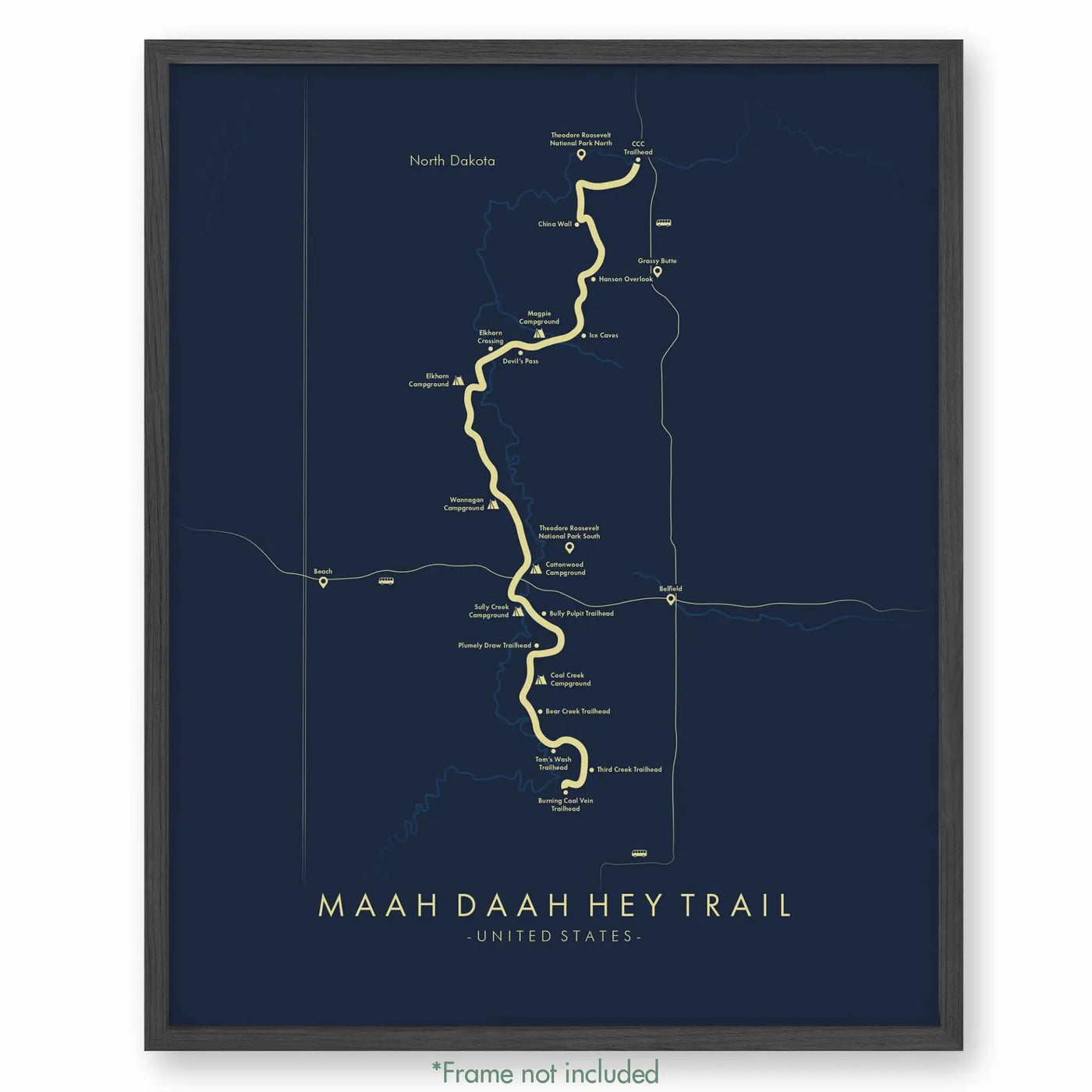 Trail Poster of Maah Daah Hey Trail - Blue