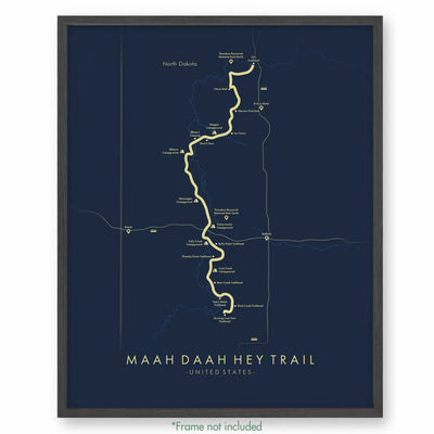 Trail Poster of Maah Daah Hey Trail - Blue