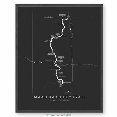 Trail Poster of Maah Daah Hey Trail - Grey