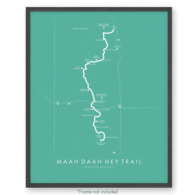 Trail Poster of Maah Daah Hey Trail - Teal