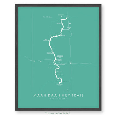 Trail Poster of Maah Daah Hey Trail - Teal