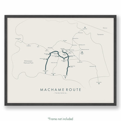 Trail Poster of Machame Route - Beige