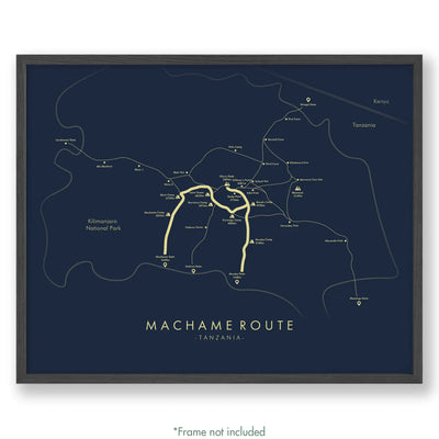 Trail Poster of Machame Route - Blue