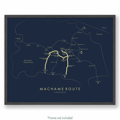 Trail Poster of Machame Route - Blue