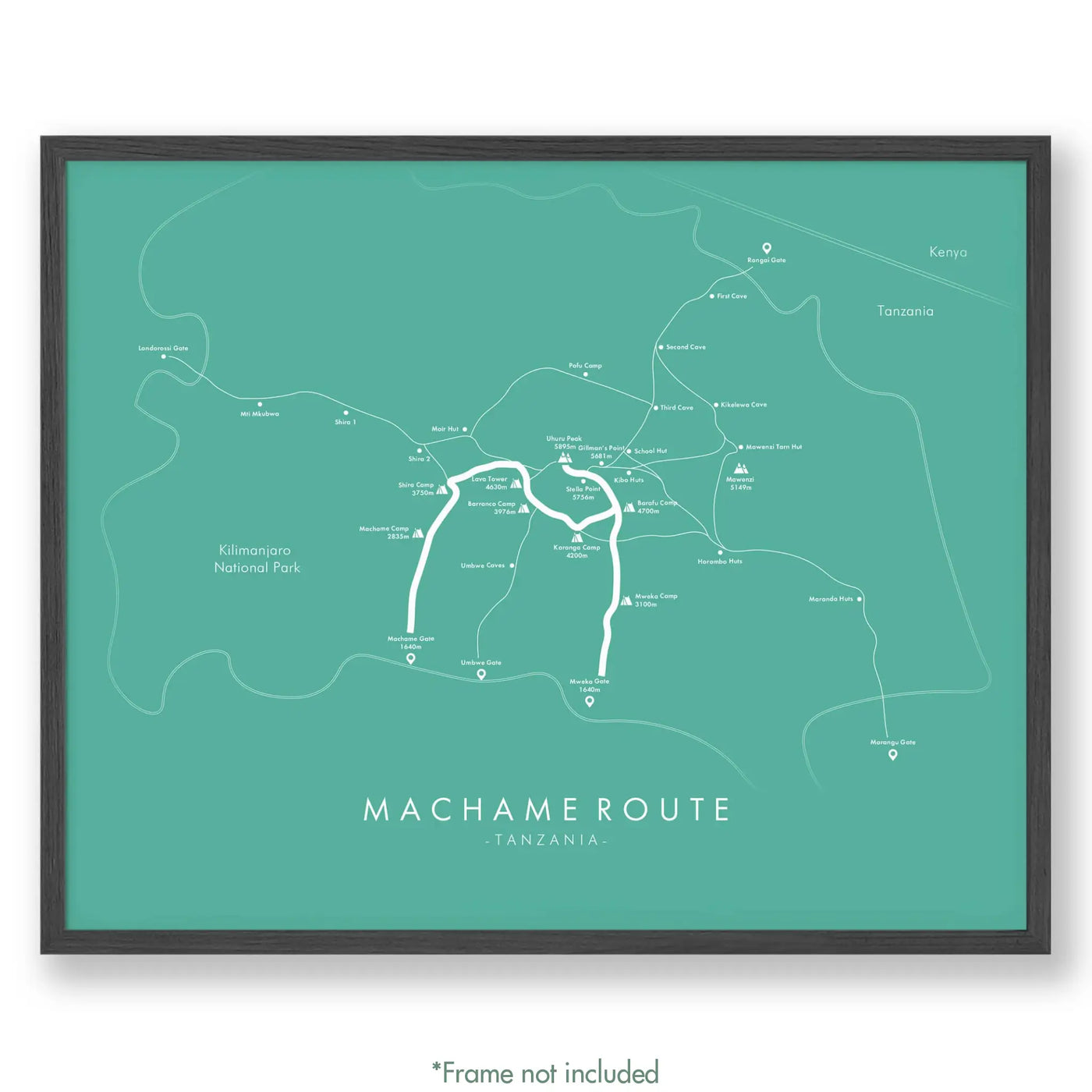 Trail Poster of Machame Route - Teal