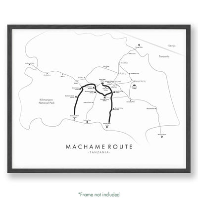 Trail Poster of Machame Route - White