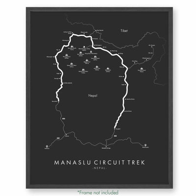 Trail Poster of Manaslu Circuit Trek - Grey