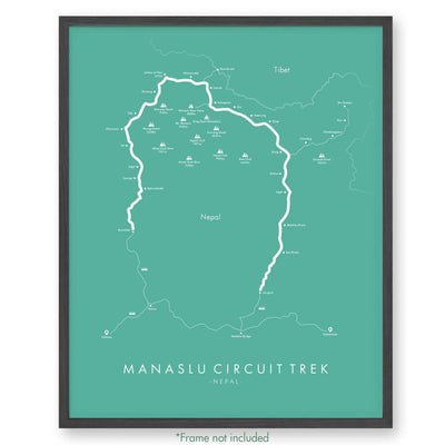 Trail Poster of Manaslu Circuit Trek - Teal