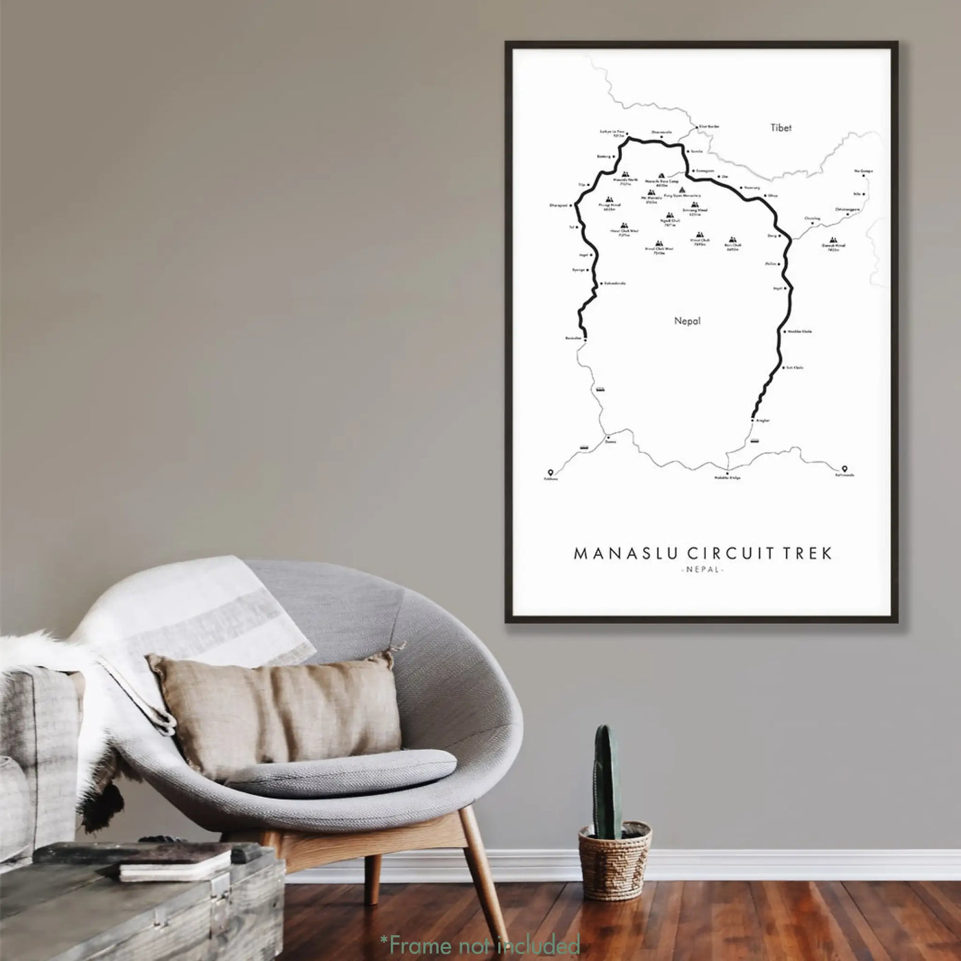 Trail Poster of Manaslu Circuit Trek - White Mockup