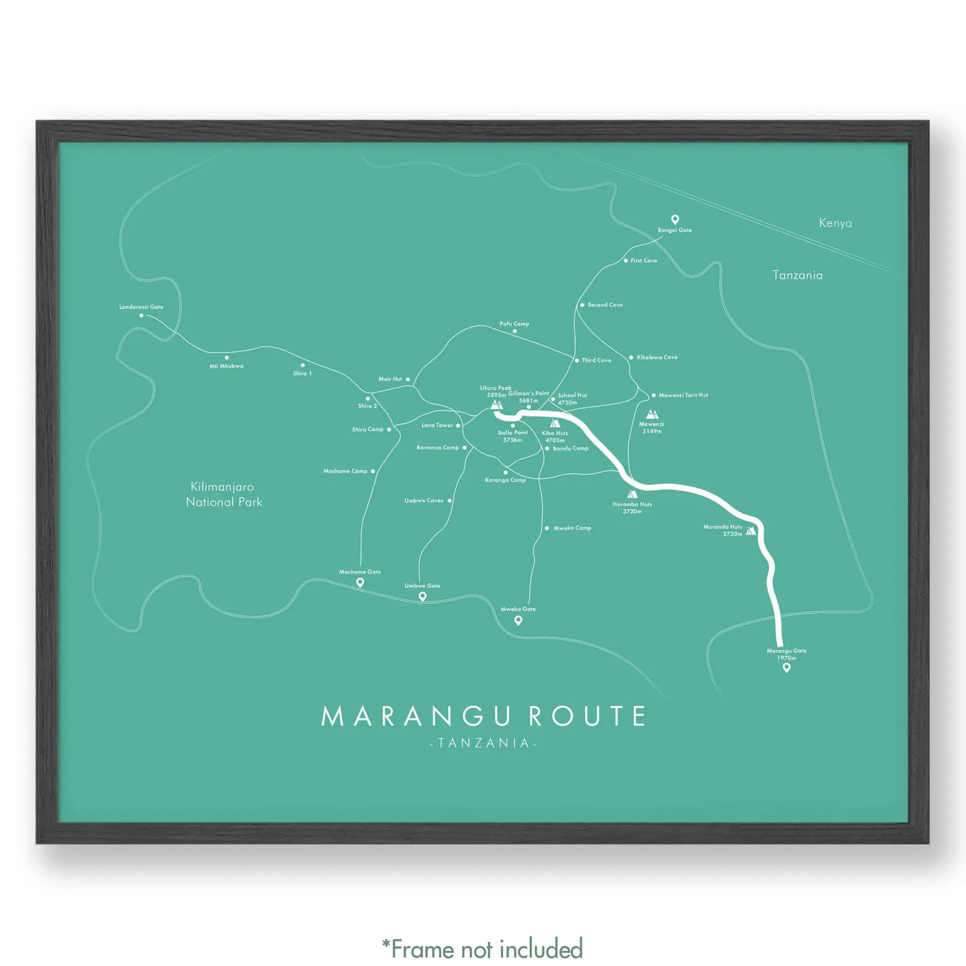 Trail Poster of Marangu Route - Teal