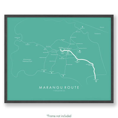 Trail Poster of Marangu Route - Teal