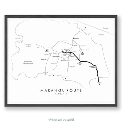Trail Poster of Marangu Route - White