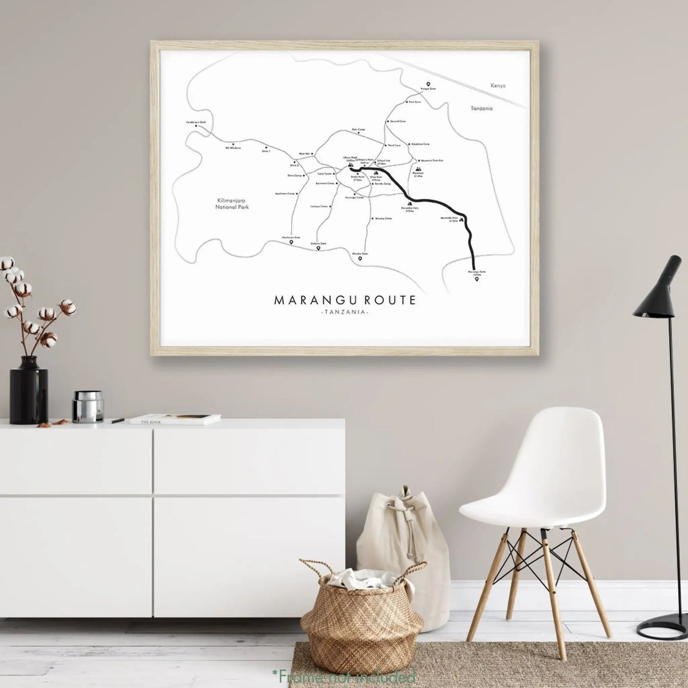 Trail Poster of Marangu Route - White Mockup