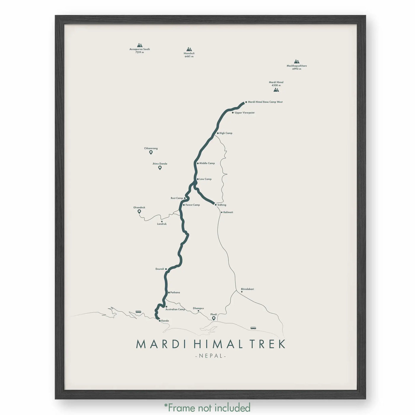 Trail Poster of Mardi Himal Trail - Beige