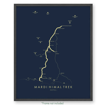 Trail Poster of Mardi Himal Trail - Blue